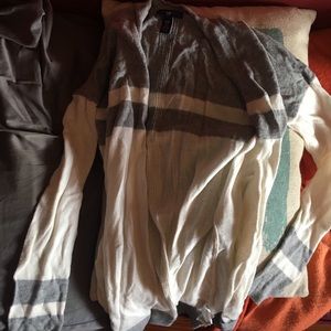 Gap varsity Cardigan open-front, gray and white